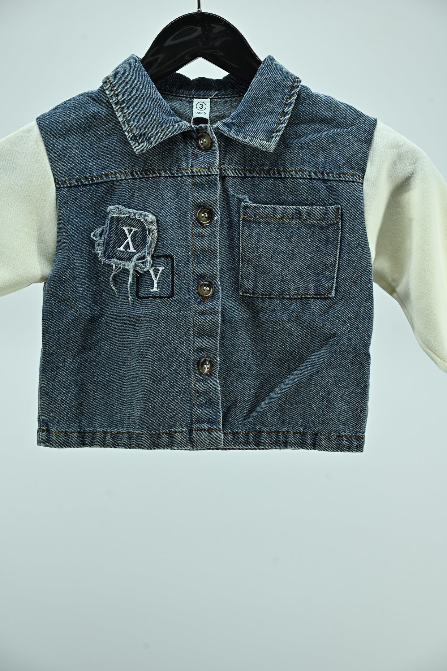 Boys Denim Patchwork Casual Shirt