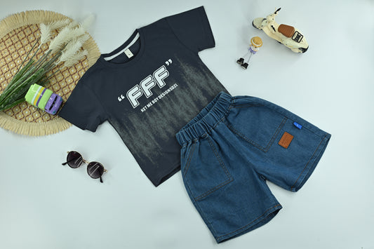 Boys Casual Graphic T-Shirt and Shorts 2-Piece Set-Model 2