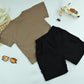 Boys “Act Studio” Brown Graphic T-Shirt and Black Cargo Shorts 2-Piece Set