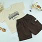 Boys Graphic Olive Green T-Shirt with Black Cargo Shorts – 2-Piece Set