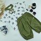 Kid's  Panda Print White T-Shirt with Olive Green Pants – 2-Piece Outfit Set