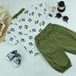 Kid's  Panda Print White T-Shirt with Olive Green Pants – 2-Piece Outfit Set