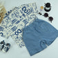 Boys Blue Graffiti Print Shirt with Light Denim Shorts – 2-Piece Outfit Set