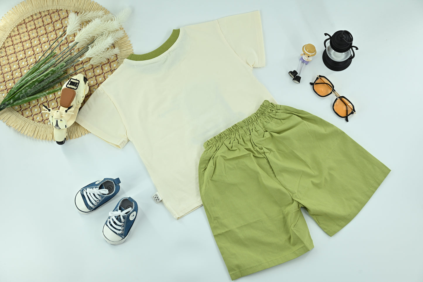Little Dino Rider T-Shirt  Green Shorts Set