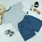 Cute Dino Striped T-Shirt & Denim Shorts Set for Boys