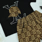 Boys Stylish Logo T-Shirt & Check Print Shorts Set