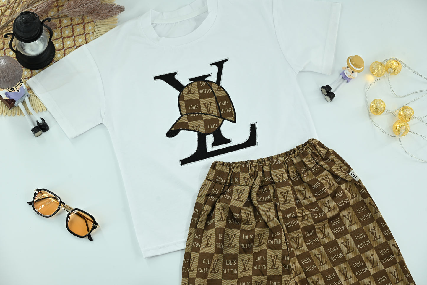 Boys Logo Graphic T-Shirt & Check Print Shorts Set