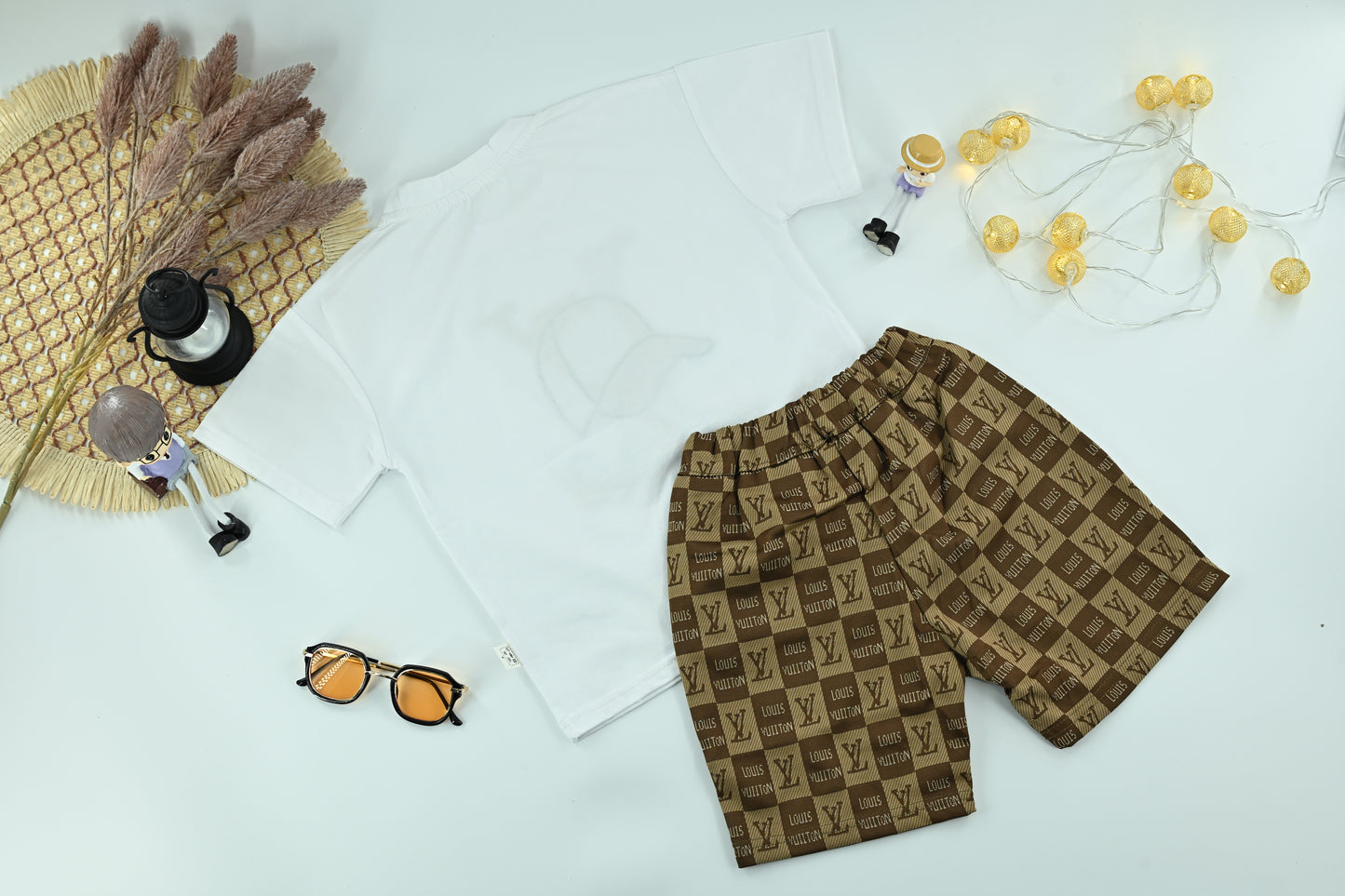 Boys Logo Graphic T-Shirt & Check Print Shorts Set