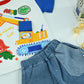 Boys Excavator Dino Graphic T-Shirt & Denim Shorts Set