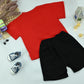 Boys Graphic Print T-Shirt & Drawstring Shorts Set