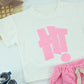 Kids Pink “HT” Graphic T-Shirt and Shorts 2-Piece Set