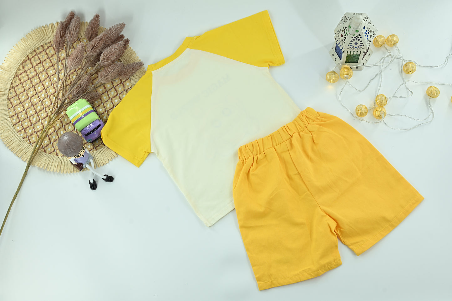 Boys Magic World Graphic T-Shirt & Shorts Set with Mini Bag