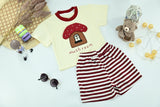 Boys Mushroom Graphic T-Shirt &Striped Shorts Set
