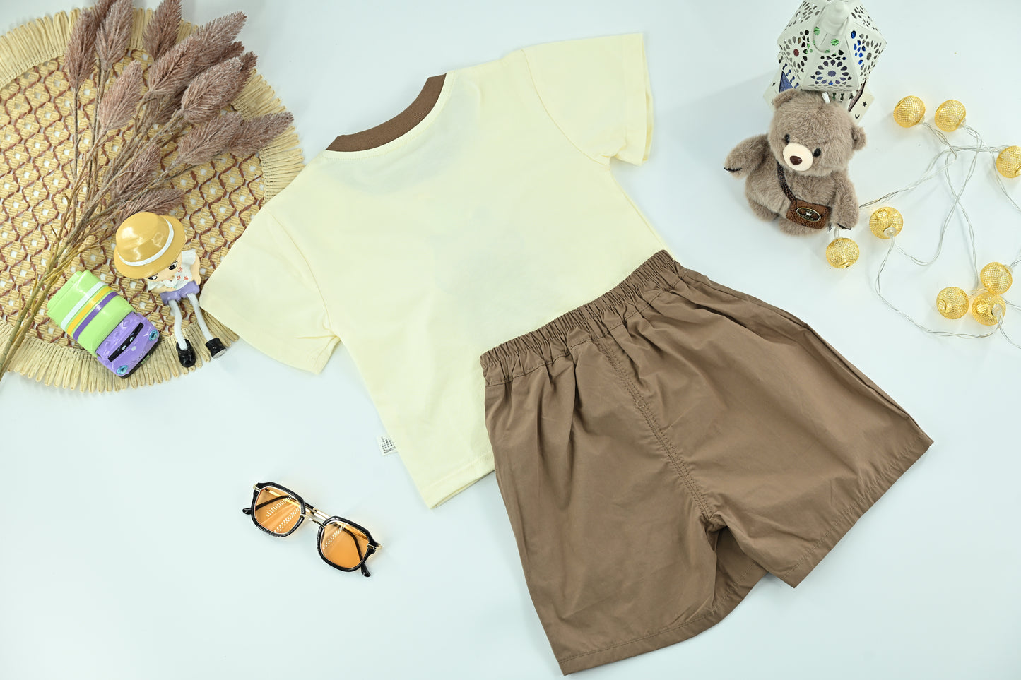 Boys Cute Bear Graphic T-Shirt &Shorts Set