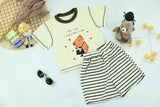 Boys Barista Bear Graphic T-Shirt & Striped Shorts Set