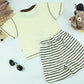 Boys Barista Bear Graphic T-Shirt & Striped Shorts Set