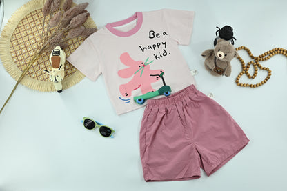 Boys Be a Happy Kid Graphic T-Shirt & Shorts Set