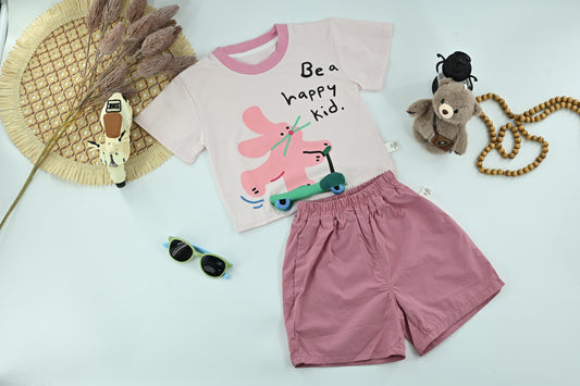 Boys Be a Happy Kid Graphic T-Shirt & Shorts Set