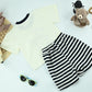 Boys Space Cartoon Graphic T-Shirt &Striped Shorts Set