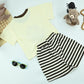 Boys Cute Bear Graphic T-Shirt &Striped Shorts Set