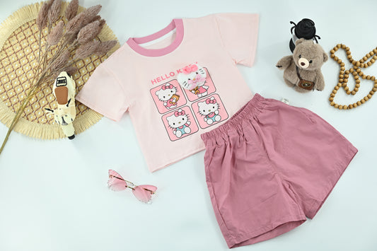Girls Hello Kitty Graphic T-Shirt & Shorts Set