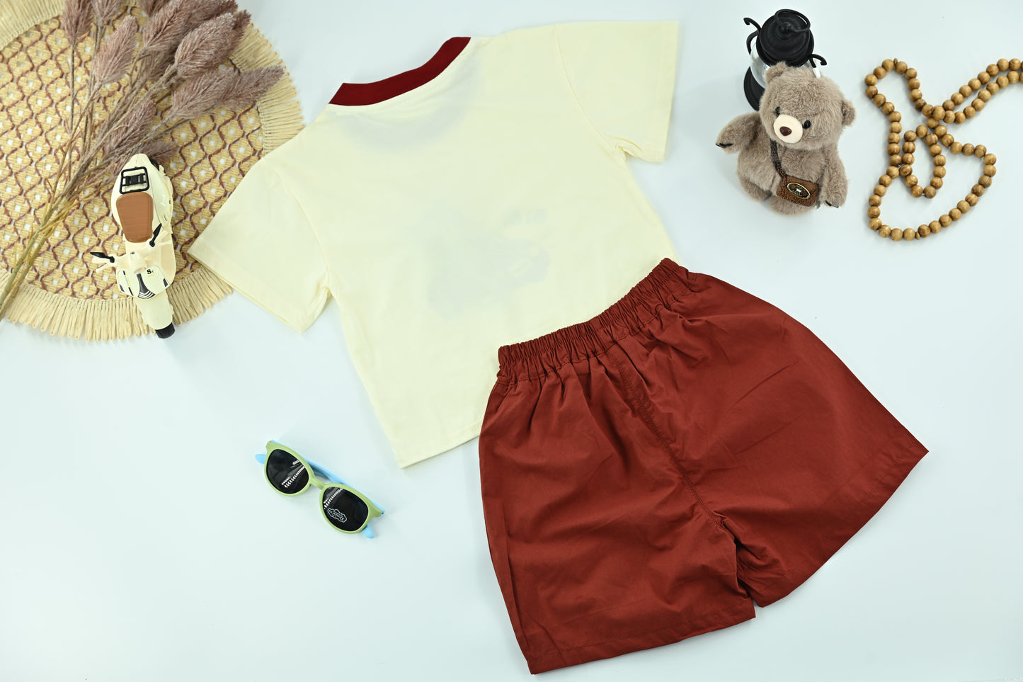 Boys Bear Car Graphic T-Shirt &Shorts Set