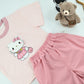Girls Cute Kitty Graphic T-Shirt &Shorts Set