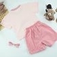 Girls Cute Kitty Graphic T-Shirt &Shorts Set