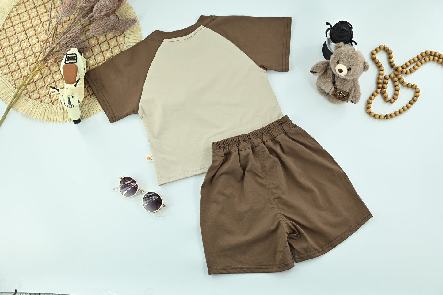 Boys Autumn Bear Graphic T-Shirt & Shorts Set