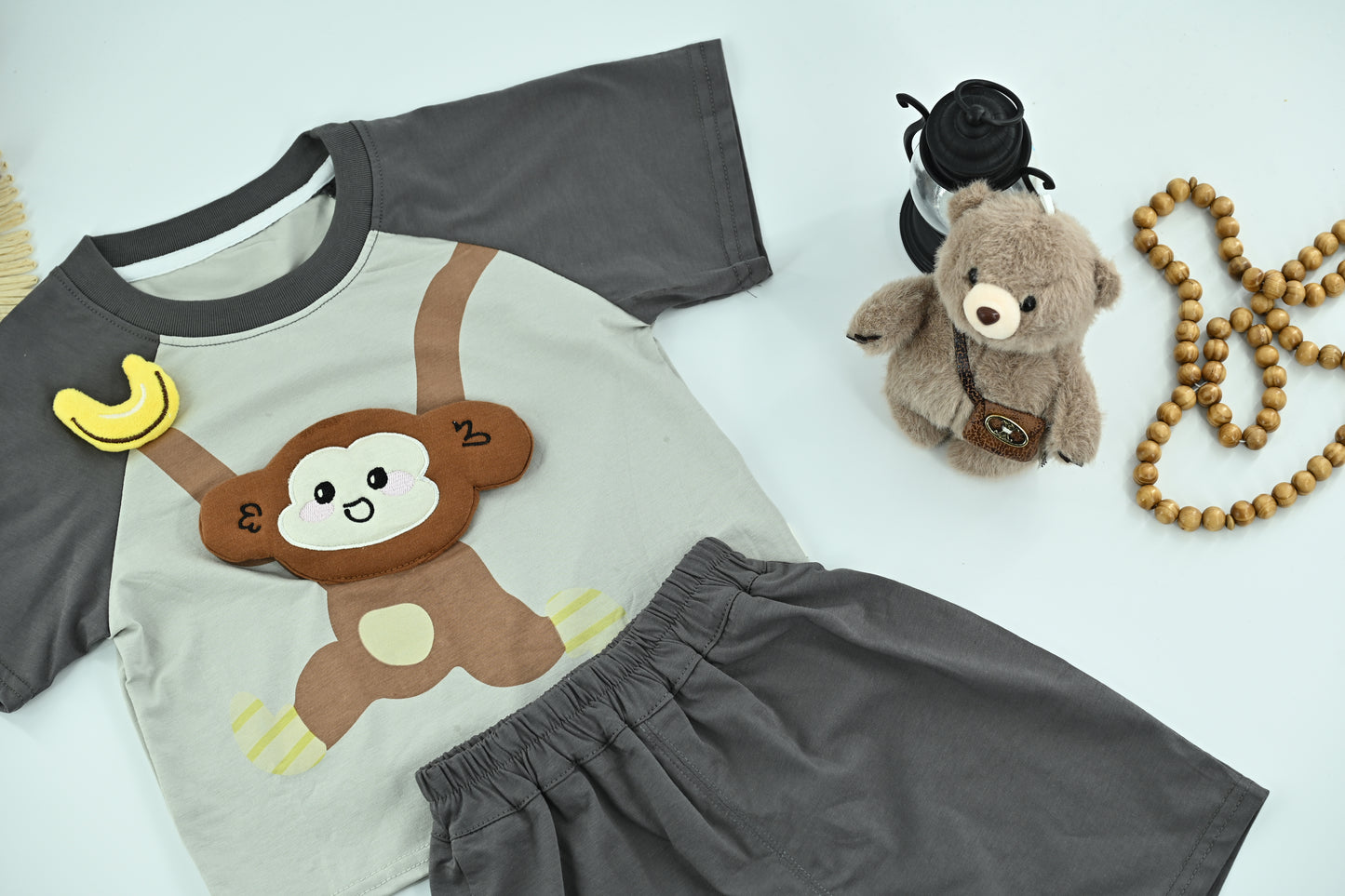Boys Monkey Banana Graphic T-Shirt & Shorts Set