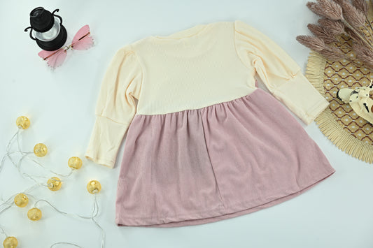 Kids Embroidered Pink & Cream 2-Piece Dress Set