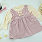 Kids Brown  Cotton Embroidered  2 Piece Full Sleeve Dress