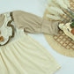 Kids Cream Cotton Embroidered 2-Piece Full Sleeve Dress