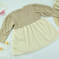 Kids Cream Cotton Embroidered 2-Piece Full Sleeve Dress