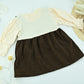 Kids Brown  Cotton Embroidered  2 Piece Full Sleeve Dress