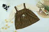 Girls Brown Leopard Print Layered Long Sleeve Dress Set
