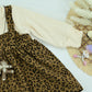 Girls Brown Leopard Print Layered Long Sleeve Dress Set
