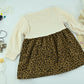 Girls Brown Leopard Print Layered Long Sleeve Dress Set