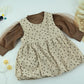Elegant Girls Cream Bow Ruffle Long Sleeve Dress with bag