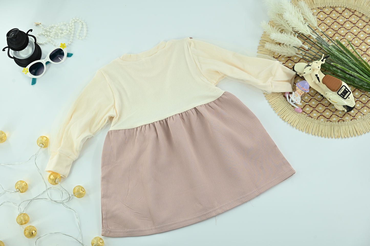 Girls Pink Bow Layered Dress