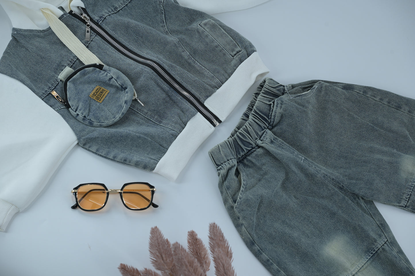 Kids Hoodie & Denim Pants Outfit Set