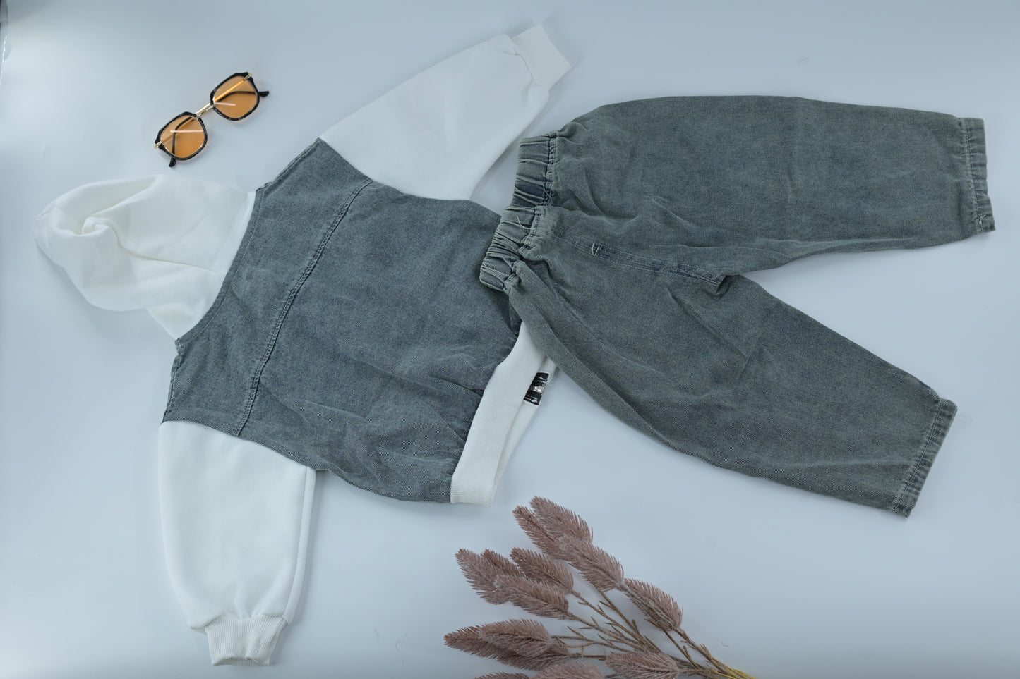 Kids Hoodie & Denim Pants Outfit Set
