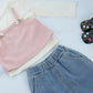 Girls’ Casual Top &  Denim Pants 3 Piece Sets