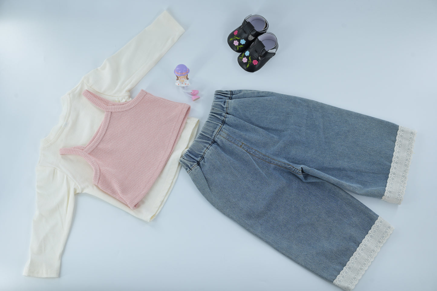 Girls’ Casual Top &  Denim Pants 3 Piece Sets