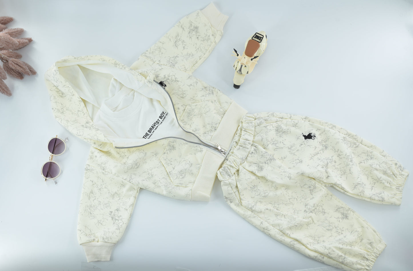 Baby Boys 3 Piece Hoodie Tracksuit Set | Zip Hoodie, T-Shirt & Pants Outfit