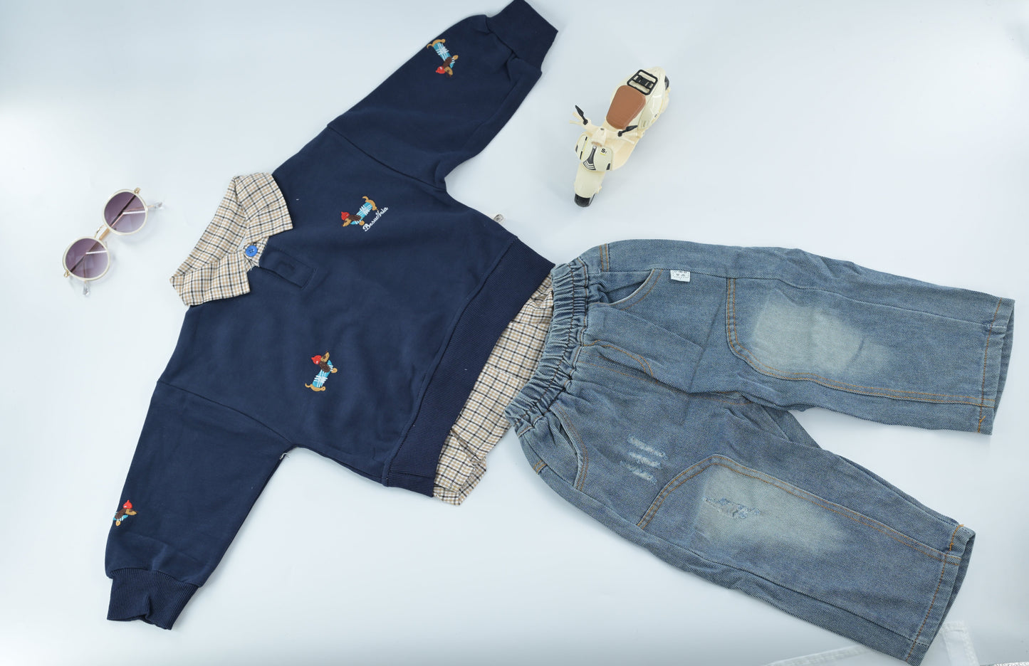 Baby Boys Navy Sweatshirt & Denim Jeans Set | Casual 2 Piece Outfit