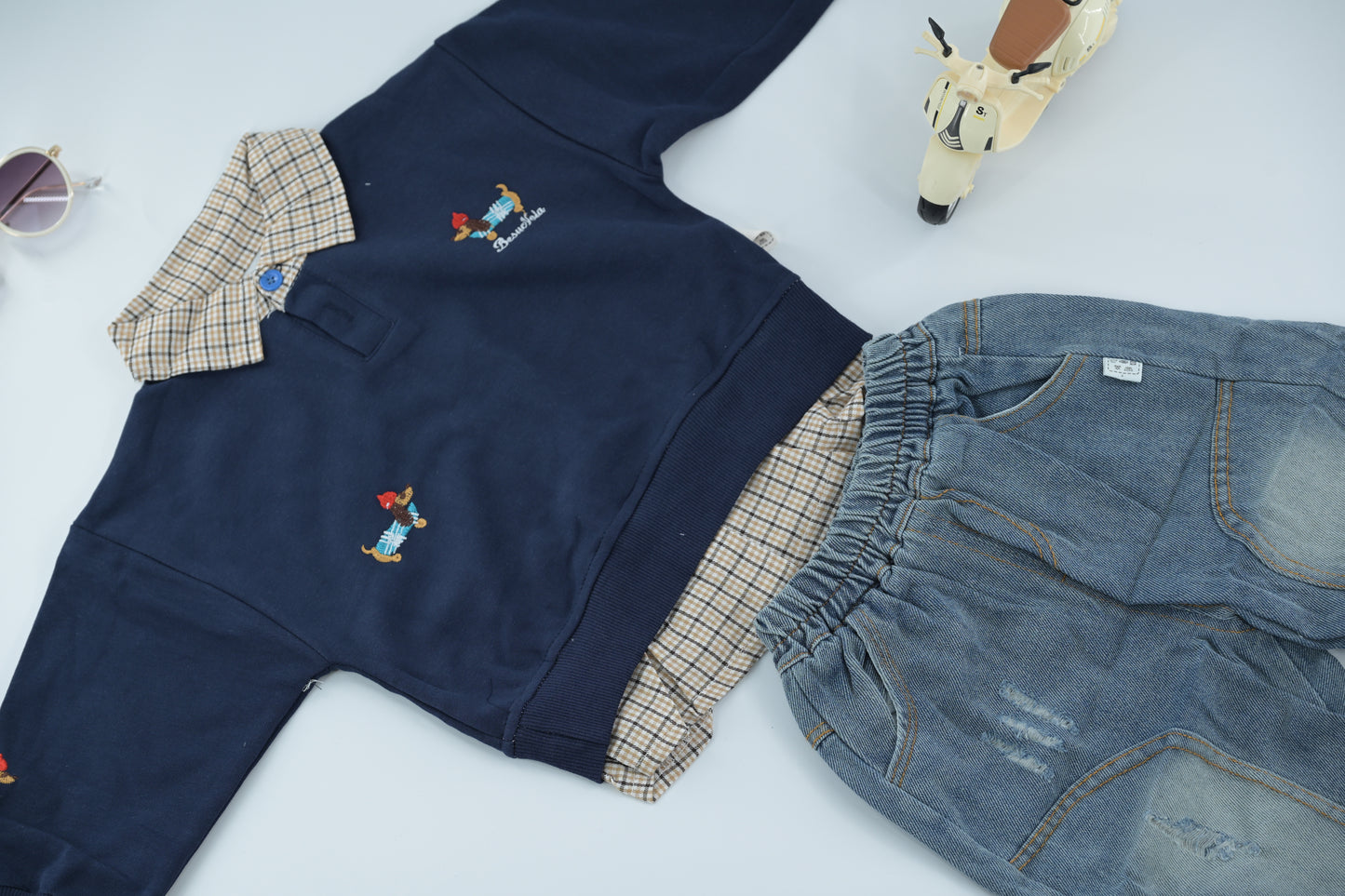 Baby Boys Navy Sweatshirt & Denim Jeans Set | Casual 2 Piece Outfit