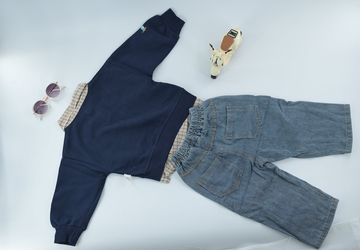 Baby Boys Navy Sweatshirt & Denim Jeans Set | Casual 2 Piece Outfit
