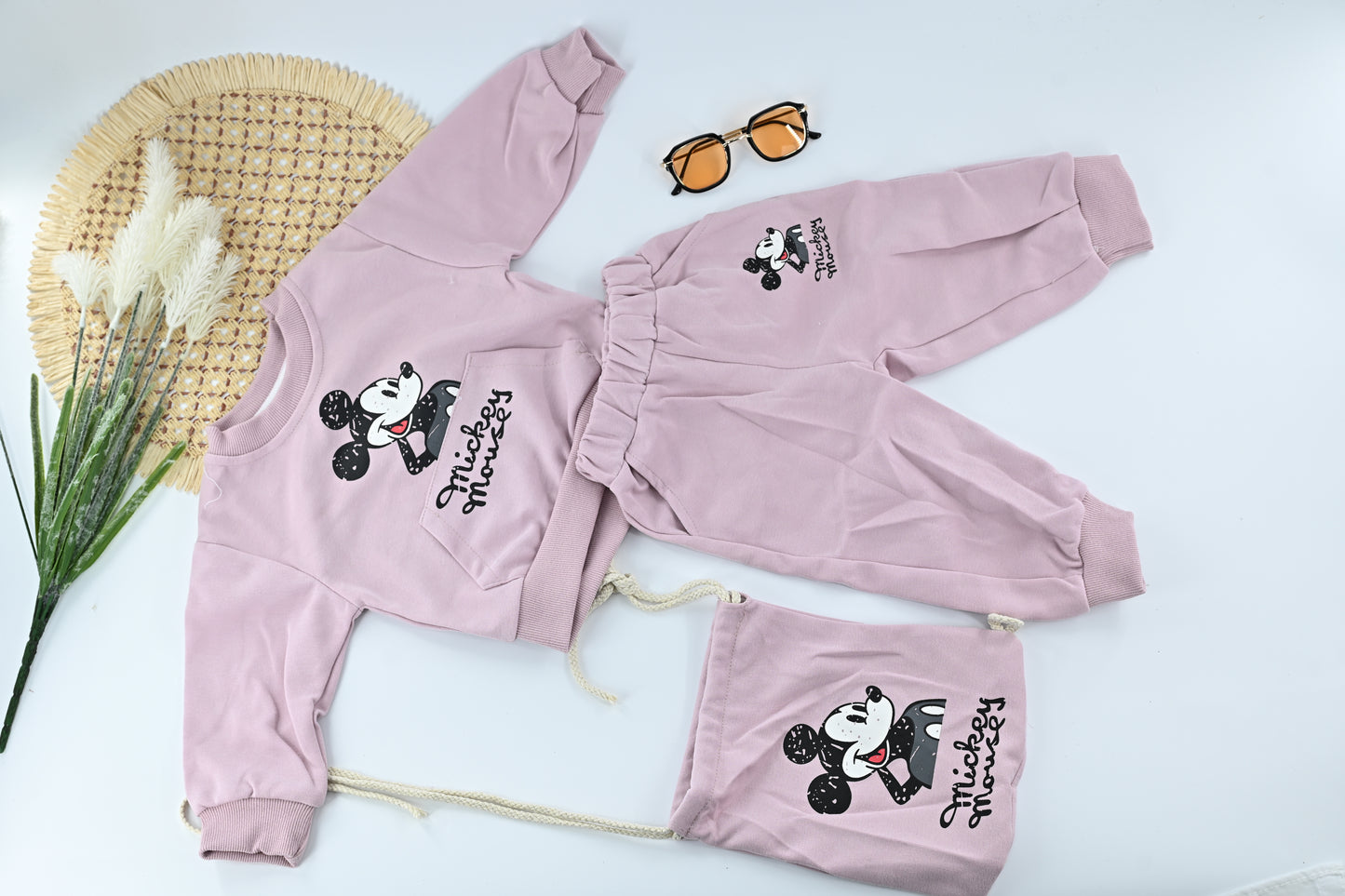 Doll's  Pink Mickey Mouse Suit Top and Pants with Bag