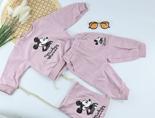 Doll's  Pink Mickey Mouse Suit Top and Pants with Bag